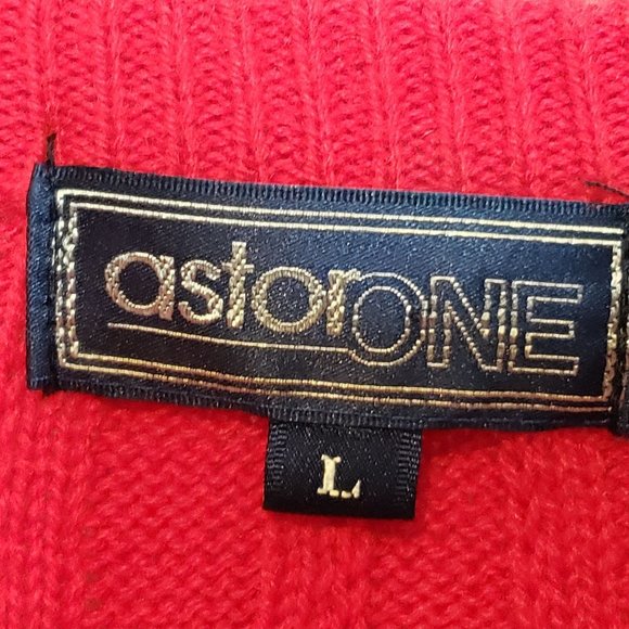 Vintage Red Ski Sweater Acrylic Size Large AstorOne Retro Winter Design - Picture 3 of 7